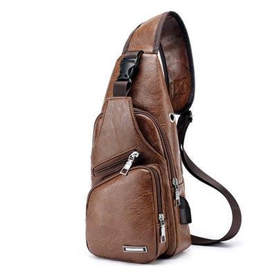 PU Leather Cross Body Travel Bag with Built in Charger