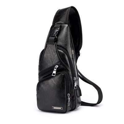 PU Leather Cross Body Travel Bag with Built in Charger
