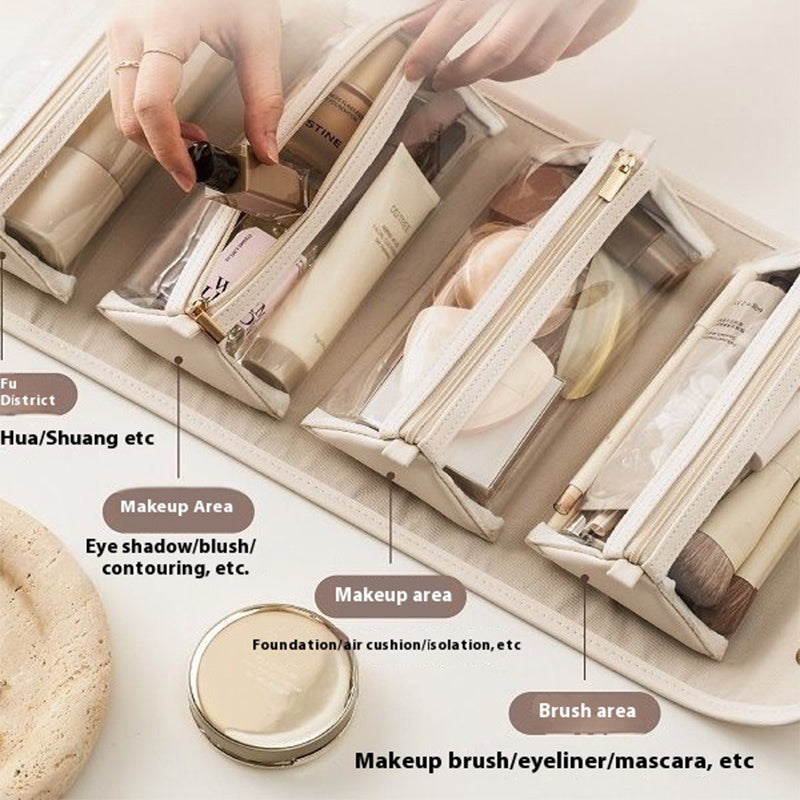 Women's Leather Folding Cosmetic Bag
