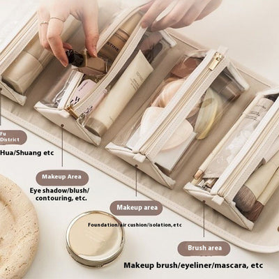 Women's Leather Folding Cosmetic Bag