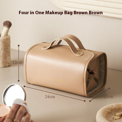 Women's Leather Folding Cosmetic Bag