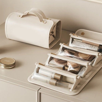 Women's Leather Folding Cosmetic Bag