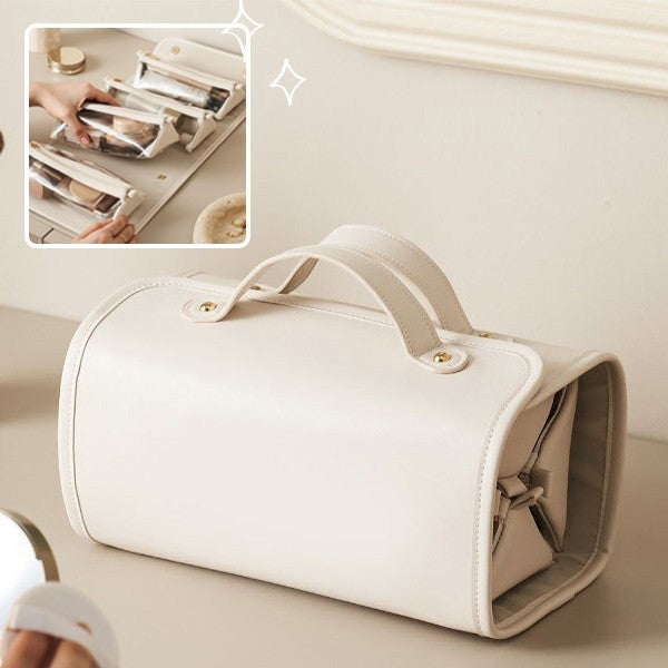 Women's Leather Folding Cosmetic Bag